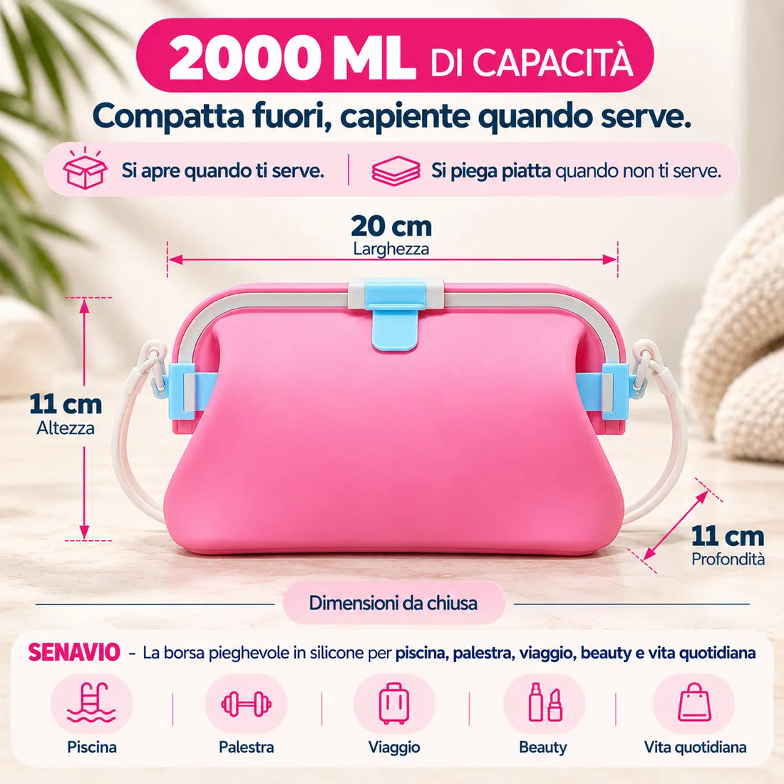 La borsa intelligente per la piscina, la palestra e la vita quotidiana.