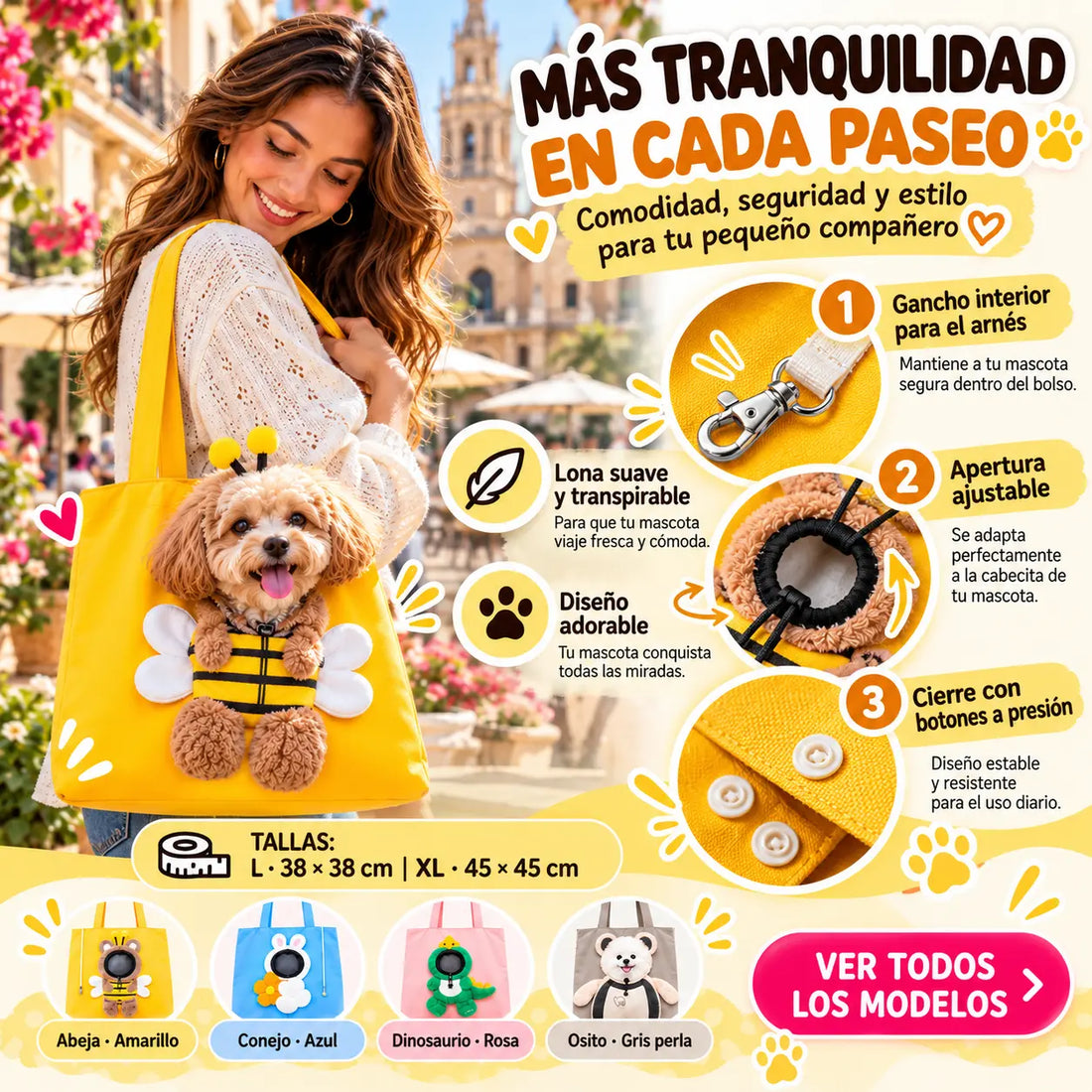 Bolso Transportín Antiescape SENAVIO™ para Perros y Gatos – Seguro, Cómodo y Transpirable
