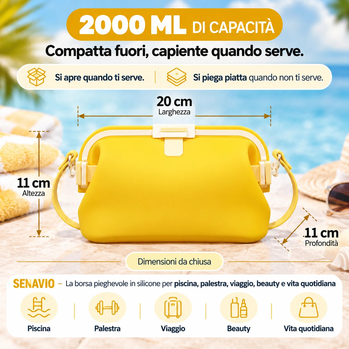 La borsa intelligente per la piscina, la palestra e la vita quotidiana.