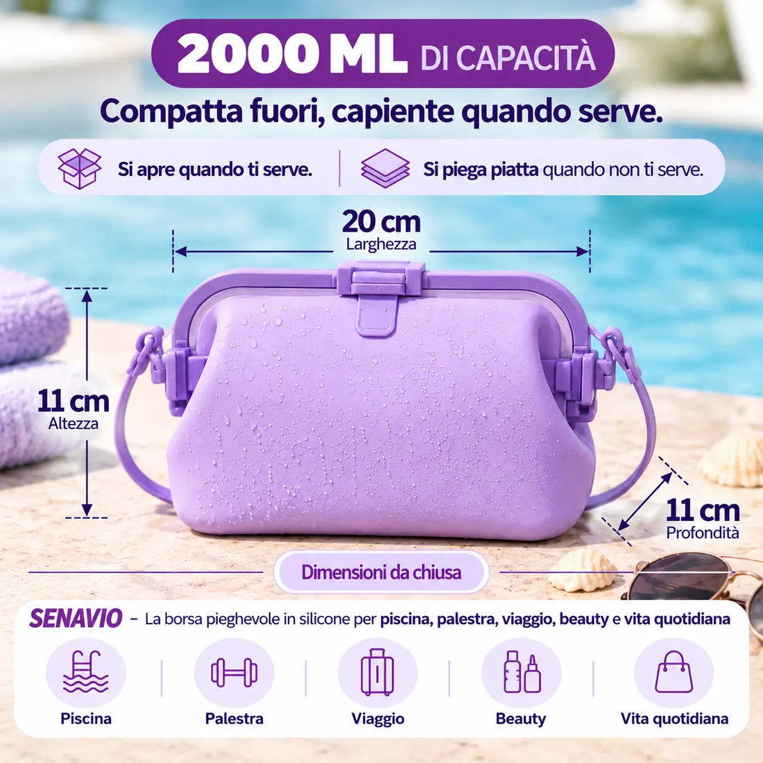 La borsa intelligente per la piscina, la palestra e la vita quotidiana.