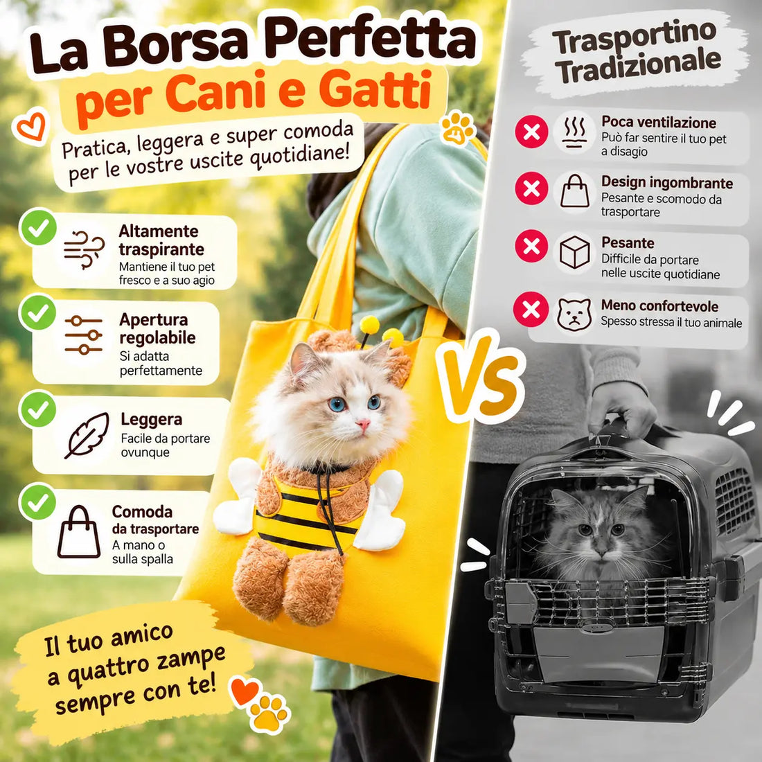 Borsa Trasportino Traspirante per Animali Domestici 🐾