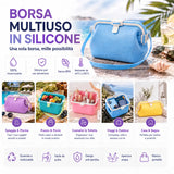 Si apre come un contenitore. Si porta come una borsa.