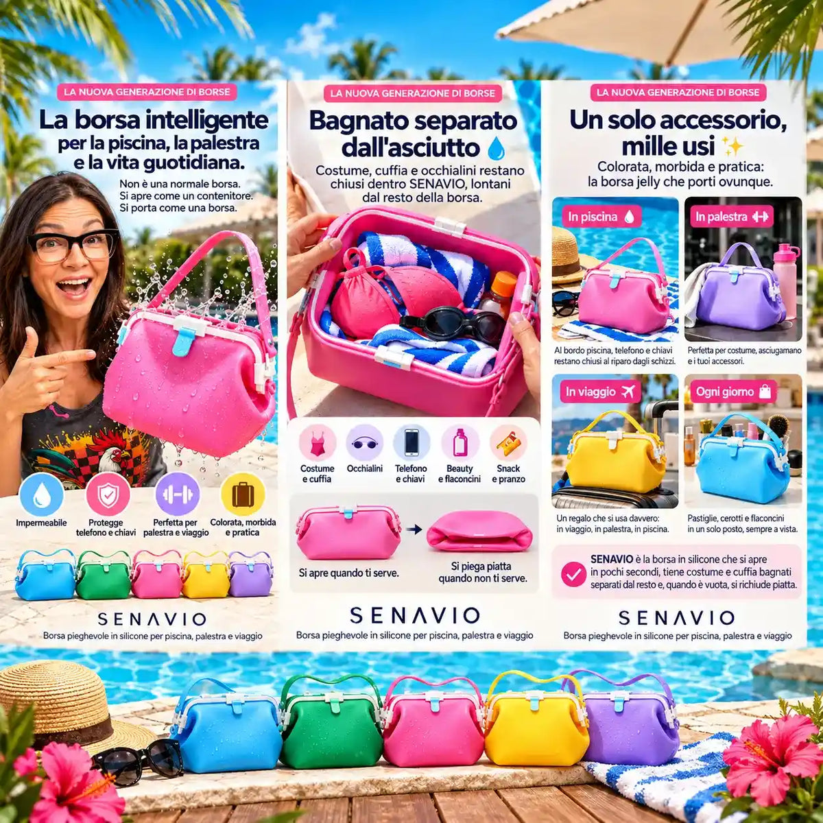 La borsa intelligente per la piscina, la palestra e la vita quotidiana.